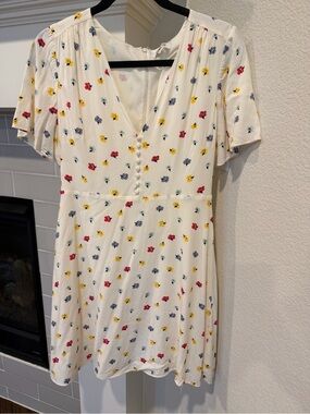 Madewell Cream Mini Dress with Red, Yellow & Blue Floral Print